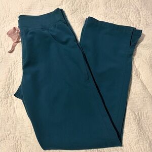Figs Teal Pants with Pink Accent